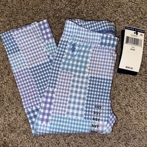 Ralph Lauren Girls Blue Plaid Leggings 2T